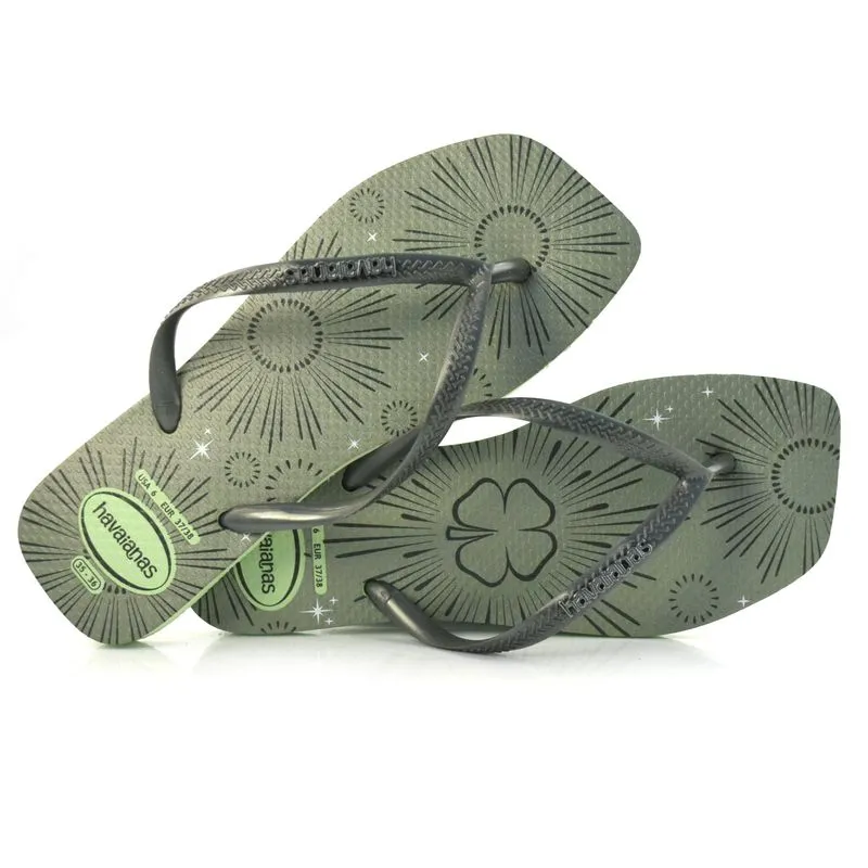 Chinelo Feminino Havaianas Slim Square Party Verde 4149415 39/40