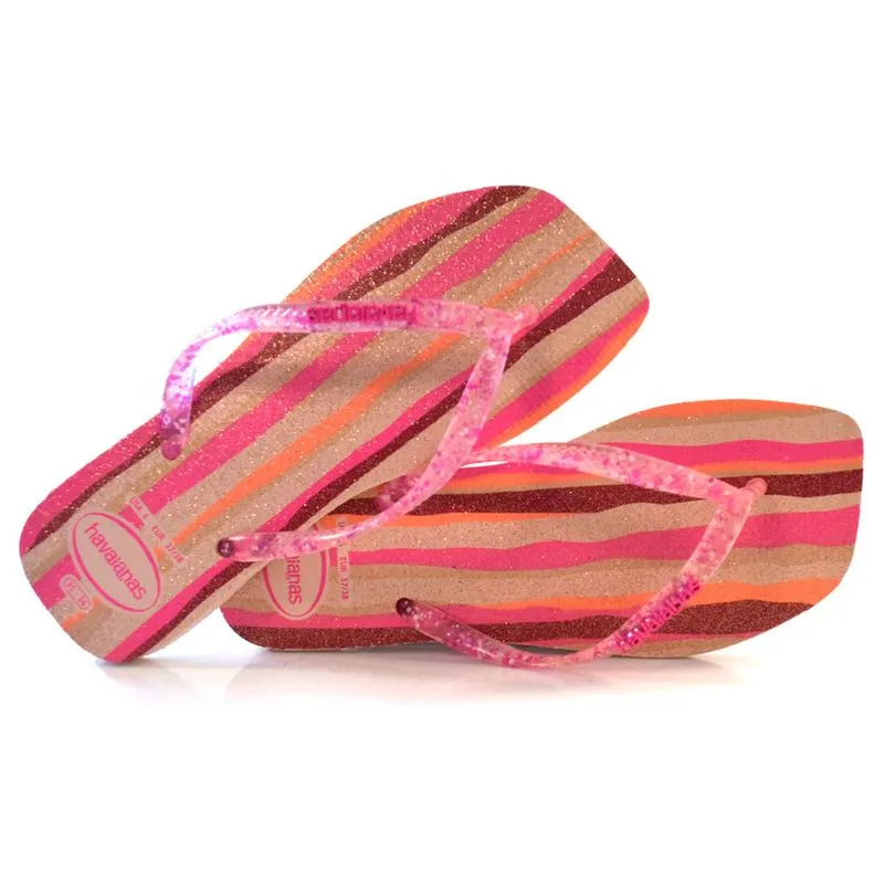 Chinelo Feminino Havaianas Slim Square Folia Rosa 4149548 33/34