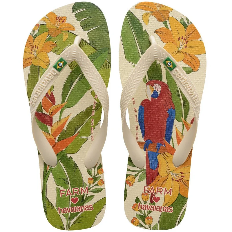 Chinelo Havaianas Farm Ararinhas Bege Palha / 43/44
