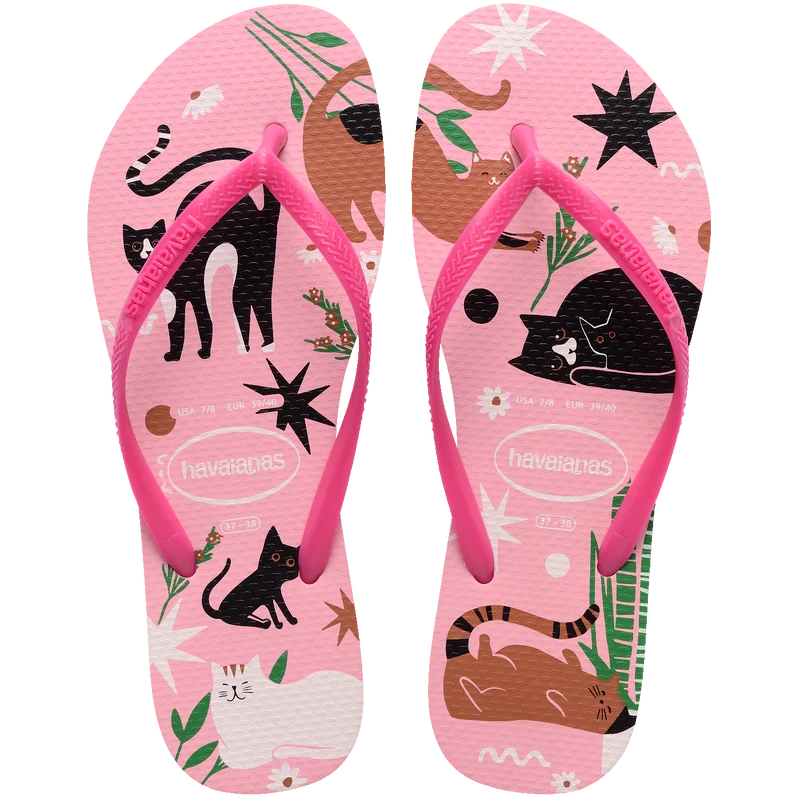 Chinelo Havaianas Slim Pets Rosa Glow / 39/40