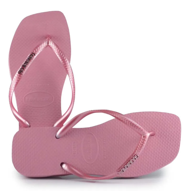 Chinelo Havaianas Feminino Slim SQUARE LOGO MET 1105 ROSA CHIFFON 39/40