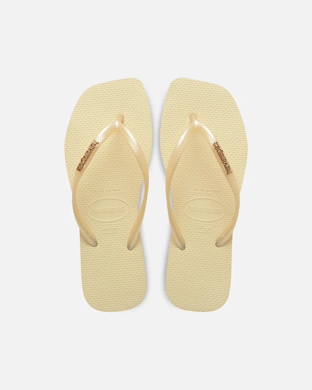 Havaianas Women's Square Toe Logo Metallic Thongs Butter 41/42