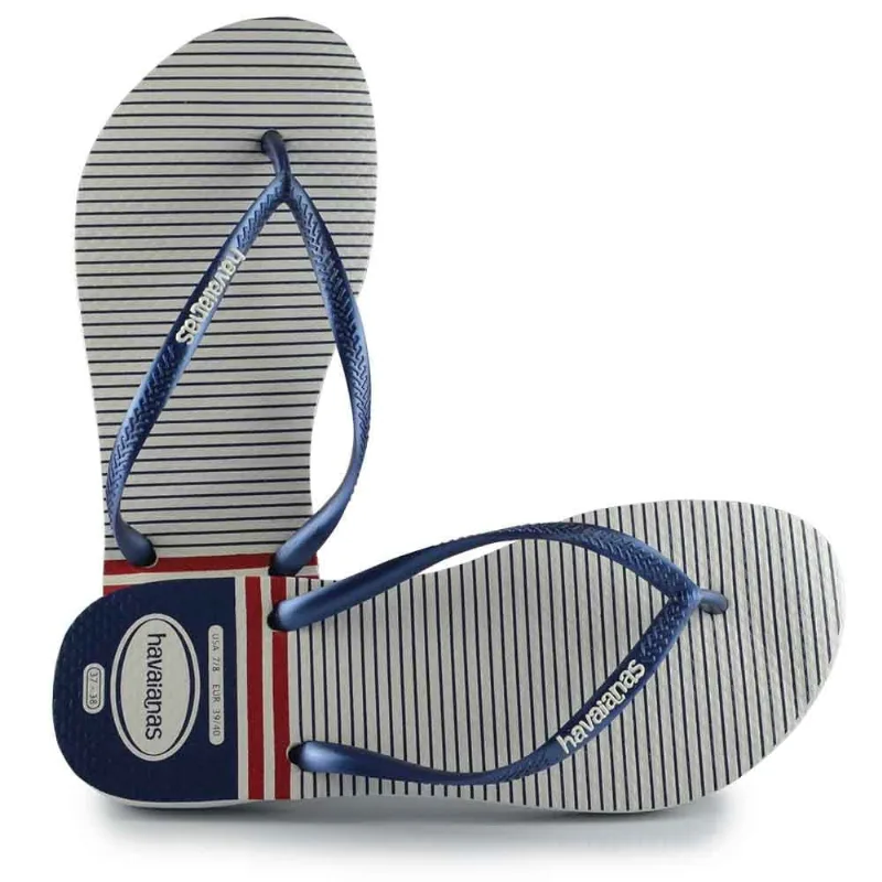 Chinelo Havaianas Feminino SLIM NAUTICAL 24/25 0425 BCO/MARINHO/VER 33/34
