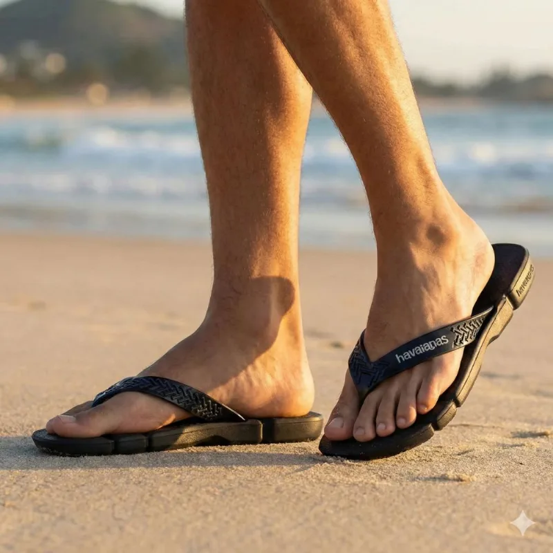 Chinelo Masculino Havaianas Power 2.0 Macio Preto/Azul - 37 - Havaianas