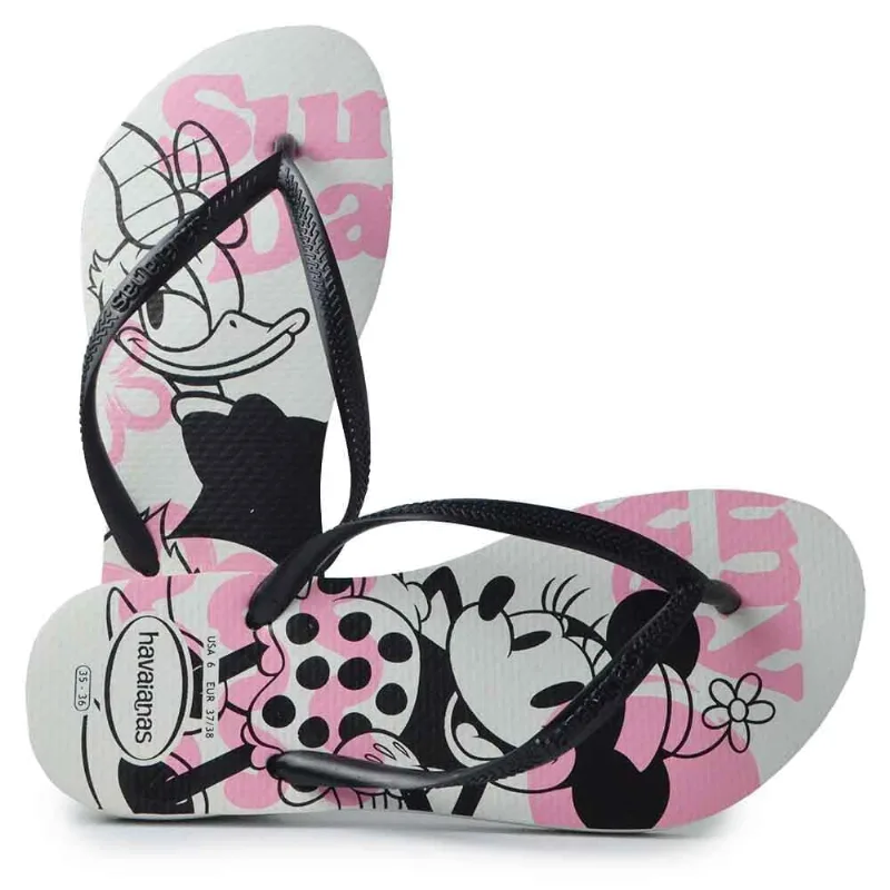 Chinelo Havaianas Feminino 24/25 Slim Disney 0128 BRANCO/PRETO 41/42