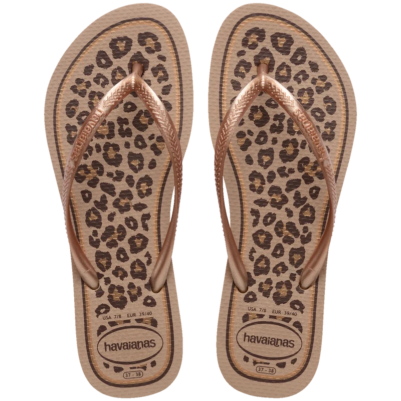 Chinelo Havaianas Slim Animals Rose Gold / 41/42
