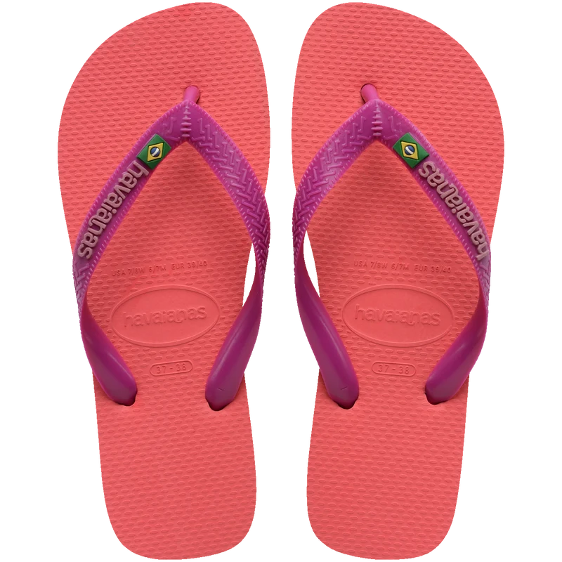 Chinelo Havaianas Brasil Logo Coral / 23/24