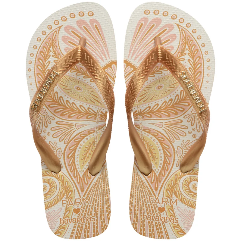 Chinelo Havaianas Farm Papillon Dourado / 43/44 - Havaianas