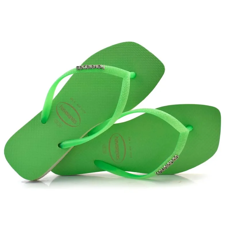 Chinelo Feminino Havaianas Slim Square Glitter Verde 4148927 39/40