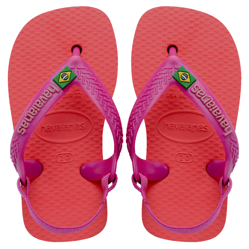 Chinelo Havaianas Baby Brasil Logo Rosa Coral / 22