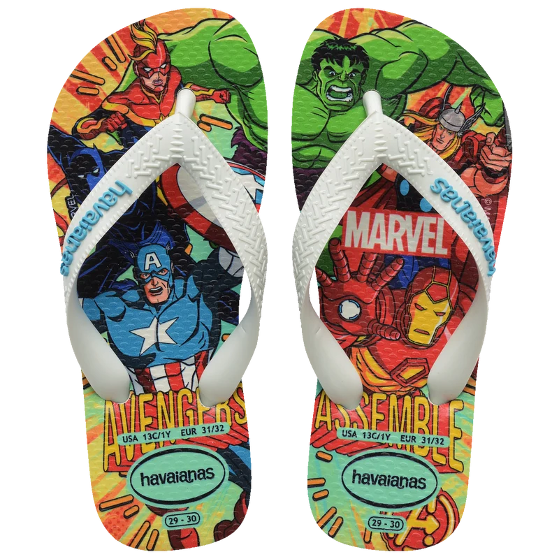 Chinelo Havaianas Infantil Top Marvel II Vingadores Branco / 23/24