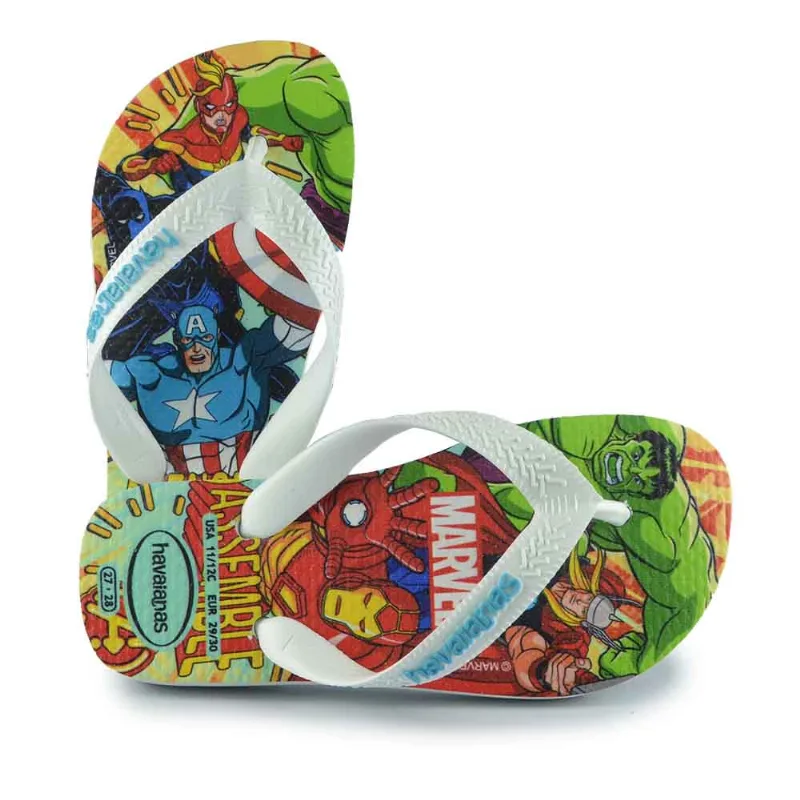 Chinelo Infantil Havaianas Masculino Top Marvel II 0090 7854 BRANCO/BCO/AZUL 35/36 - Havaianas