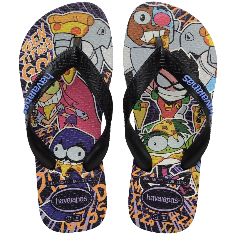 Chinelo Havaianas Infantil Warner Jovens Titãs Preto / 25/26 - Havaianas