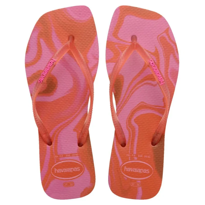 Chinelo Slim Havaianas Square Feminino Rosa Jelly 39