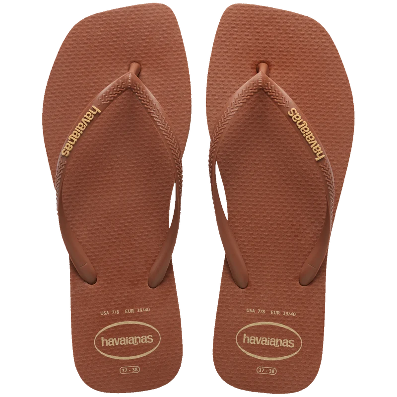 Chinelo Havaianas Slim Square Logo Pop Up Ferrugem / 35/36