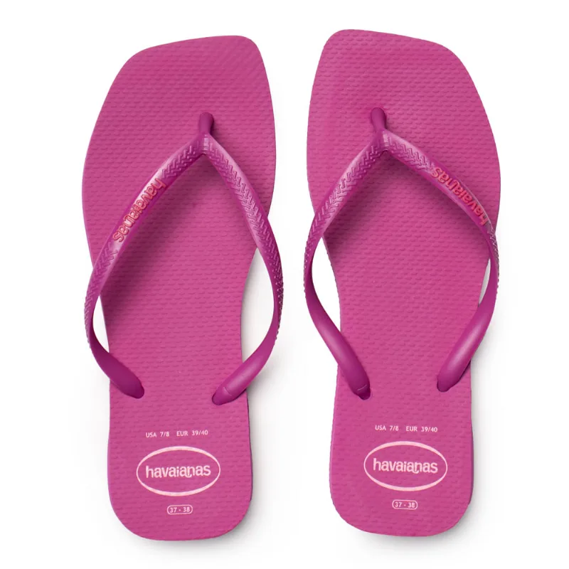 Chinelo Feminino Havaianas Slim Square Logo Bico Rosa - 33 - Havaianas