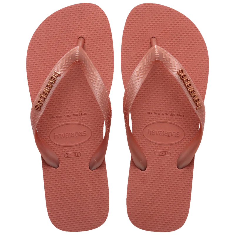 Chinelo Havaianas Top Logo Metálico Argila / 39/40 - Havaianas