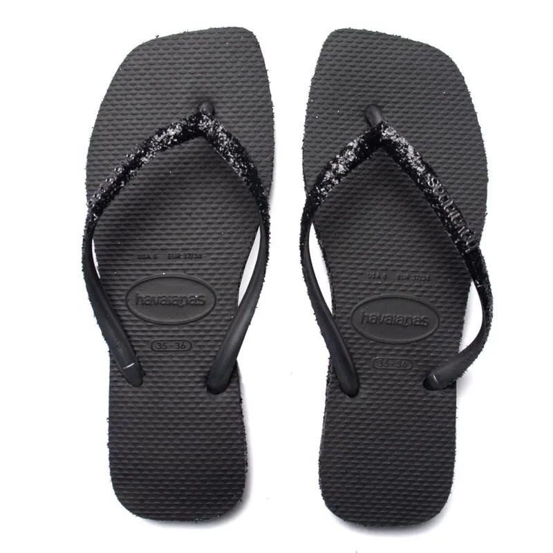 Chinelo Feminino Havaianas Quadrado Slim Sparkle Preto - 33