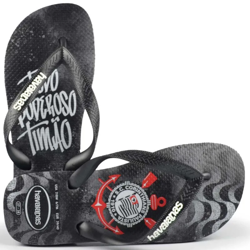 Chinelo Havaianas Masculino Top Times 4058 PTO/PTO/BCO 37/38 - Havaianas