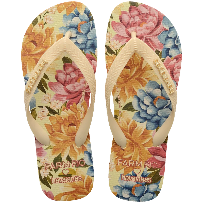 Chinelo Havaianas Farm Floral Beca Creme / 35/36
