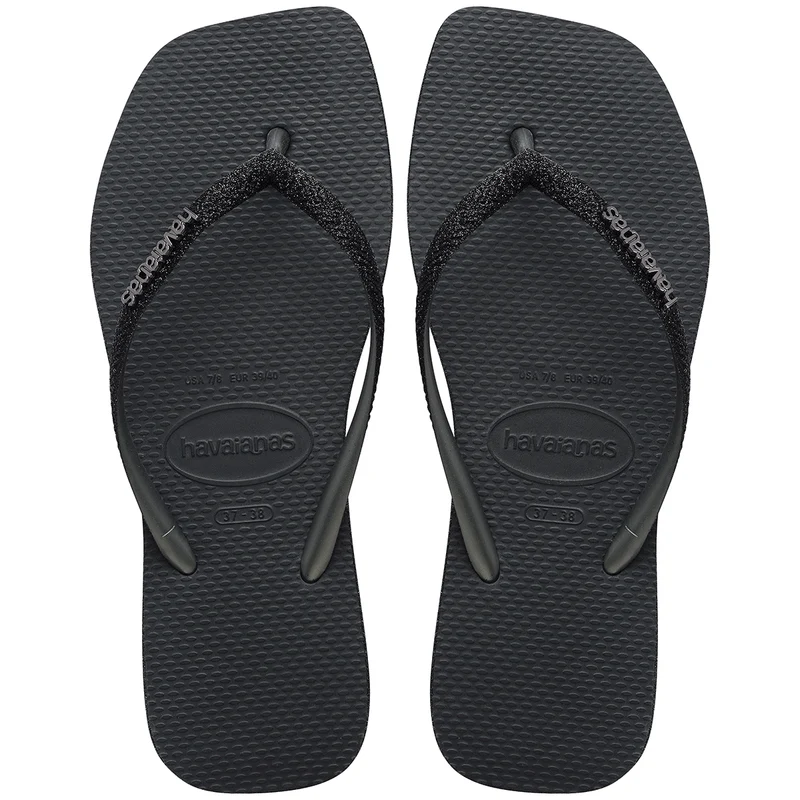 Havaianas Slim Square Sparkle In Black For Women 3/4 UK - 35/36 BR - 37/38 EU / Black