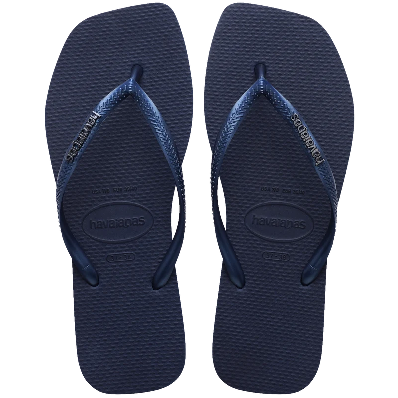 Chinelo Havaianas Slim Square Logo Metallic MARINHO / 37/38 - Havaianas