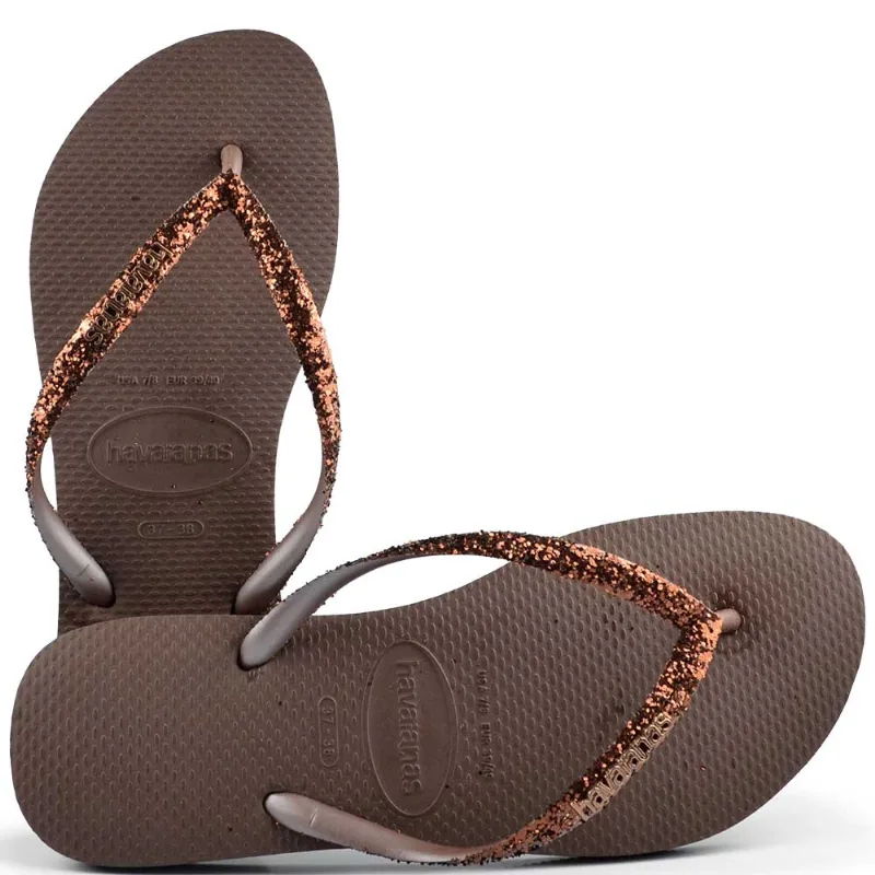 Chinelo Havaianas Feminino SLIM GLITER II 0727 CAFE 35/36