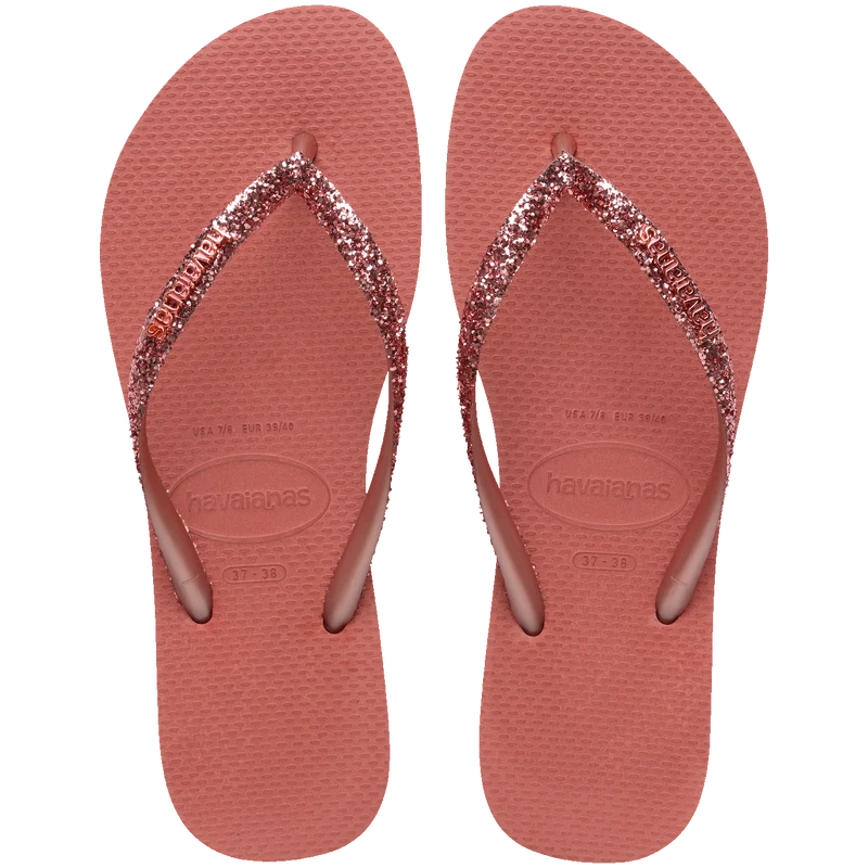 Chinelo Havaianas Slim Glitter II Argila / 29/30