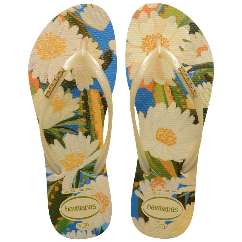 Chinelo Havaianas Slim Tropical Feminino Creme 35