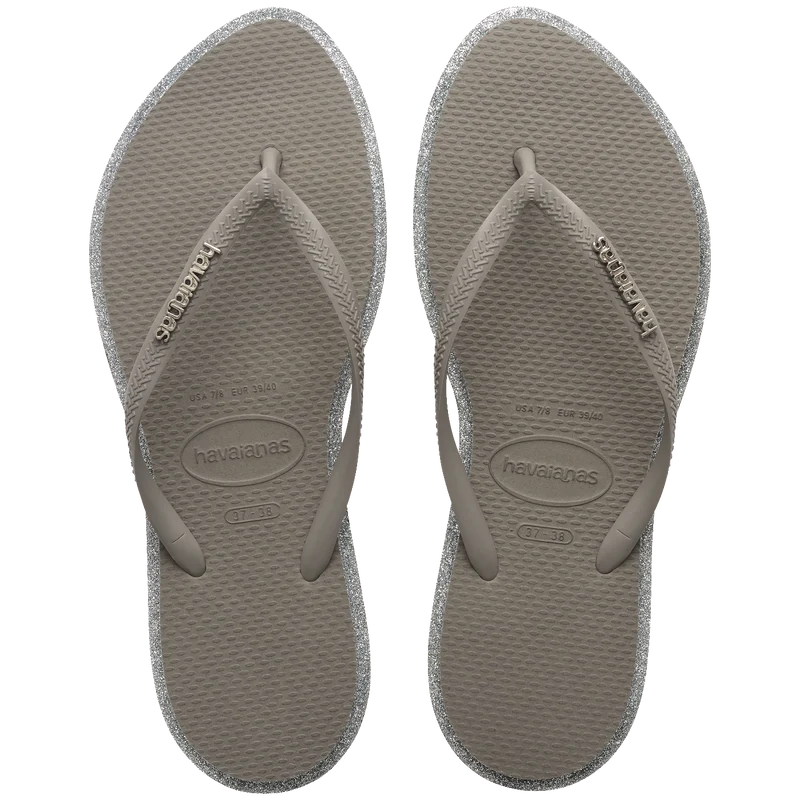 Chinelo Havaianas Slim Point Glitter CINZA ACO / 39/40 - Havaianas