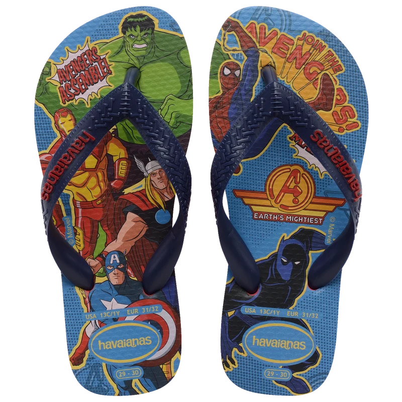 Chinelo Havaianas Infantil Top Marvel II Vingadores AZUL / 35/36 - Havaianas