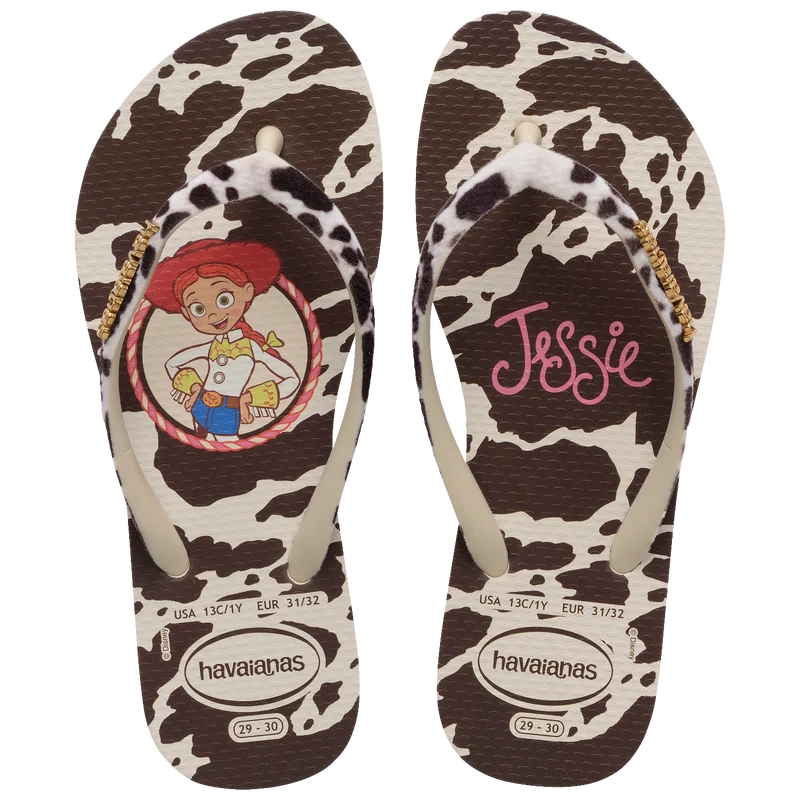 Chinelo Havaianas Infantil e Adulto Slim Disney Trendy Jessie Bege Palha / 23/24 - Havaianas