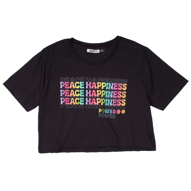 Blusa Cropped Juvenil Rovitex Peace Preta - 14
