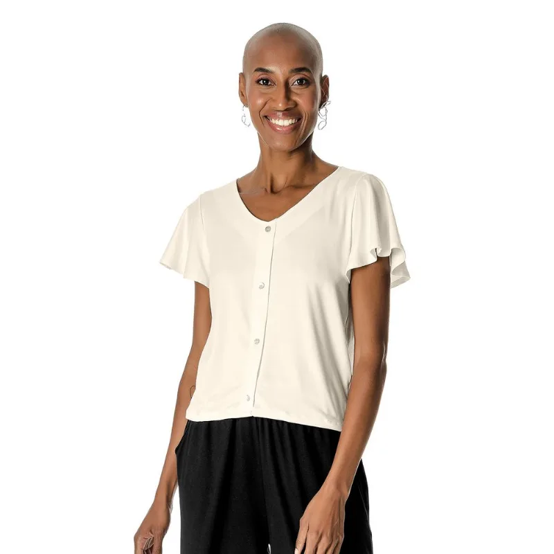 Camisa Feminina Malha Delicate Com Botões Rovitex Bege P