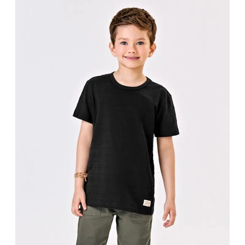 Camiseta Infantil Masculina Meia Malha Trick Nick Preto 2