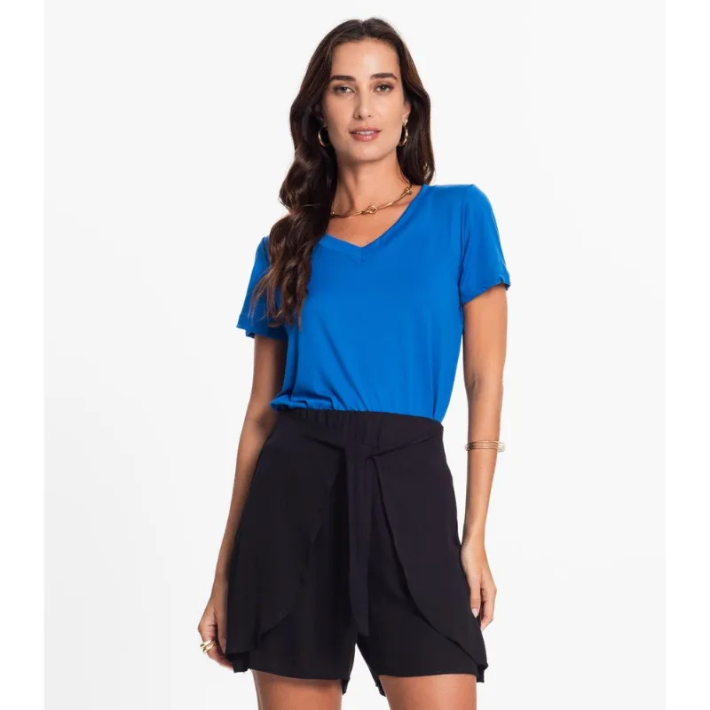 Blusa Feminina Malha Delicate Básica Rovitex Azul M