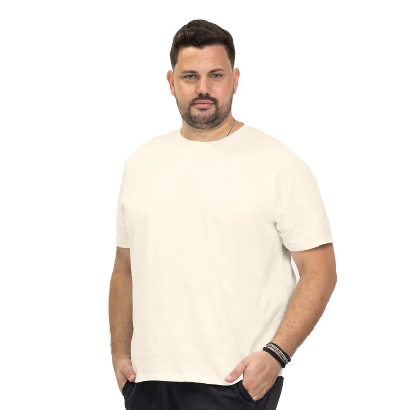 Camiseta Plus Size Meia Malha Maquinetada Diametro Bege Plus G4