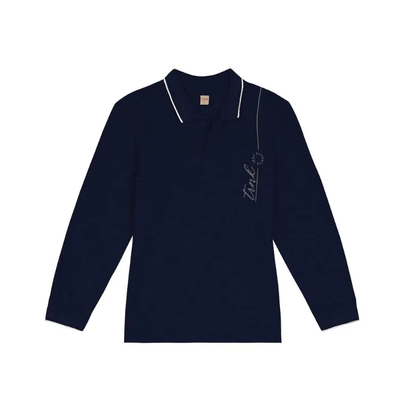 Camisa Polo Infantil Manga Longa Trick Nick Azul 6