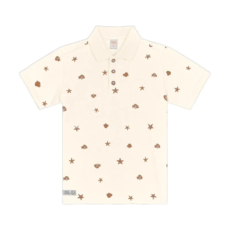 Camisa Polo Infantil Estampada Trick Nick Bege 10