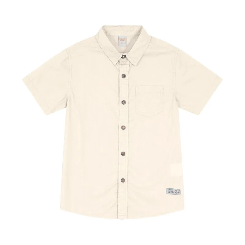 Camisa Infantil Masculina Em Popeline Trick Nick Bege 8