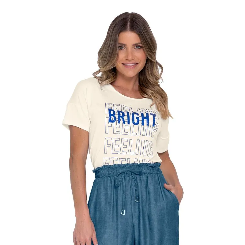 Blusa Manga Curta Básica Em Viscotorcion Rovitex Bege M