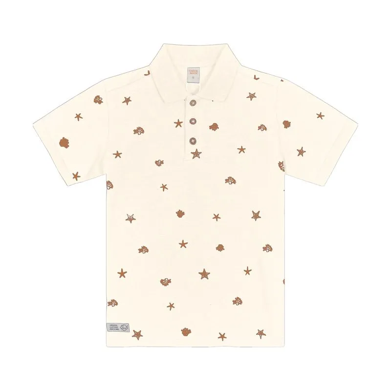 Polo Infantil Estampada Trick Nick Bege 1