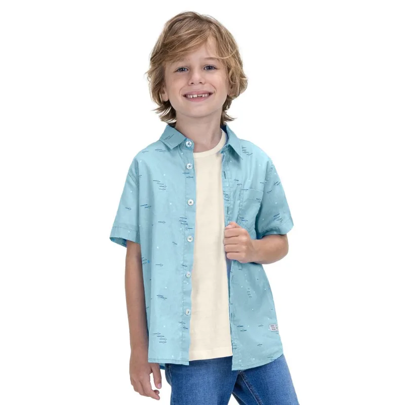Camisa Infantil Masculina Estampada Trick Nick Azul 14