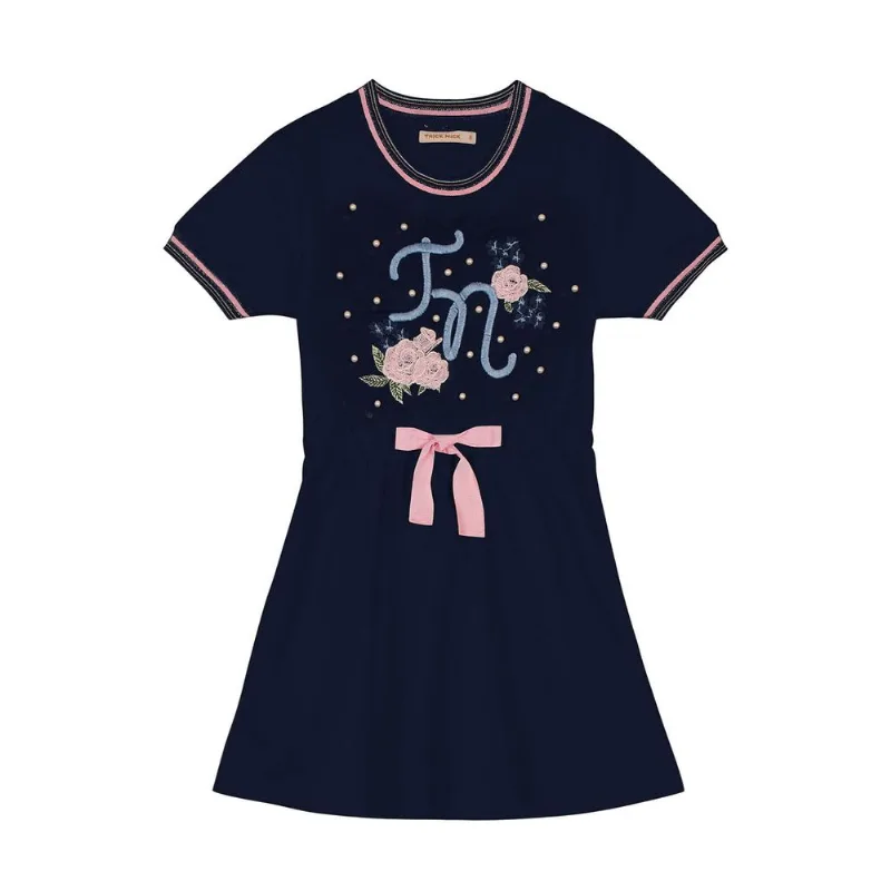 Vestido Infantil Feminino Pérolas Trick Nick Azul 2