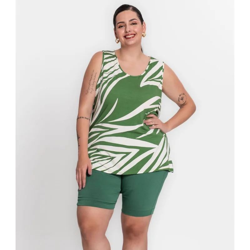 Bermuda Plus Size Em Bengaline Secret Glam Verde Plus G4