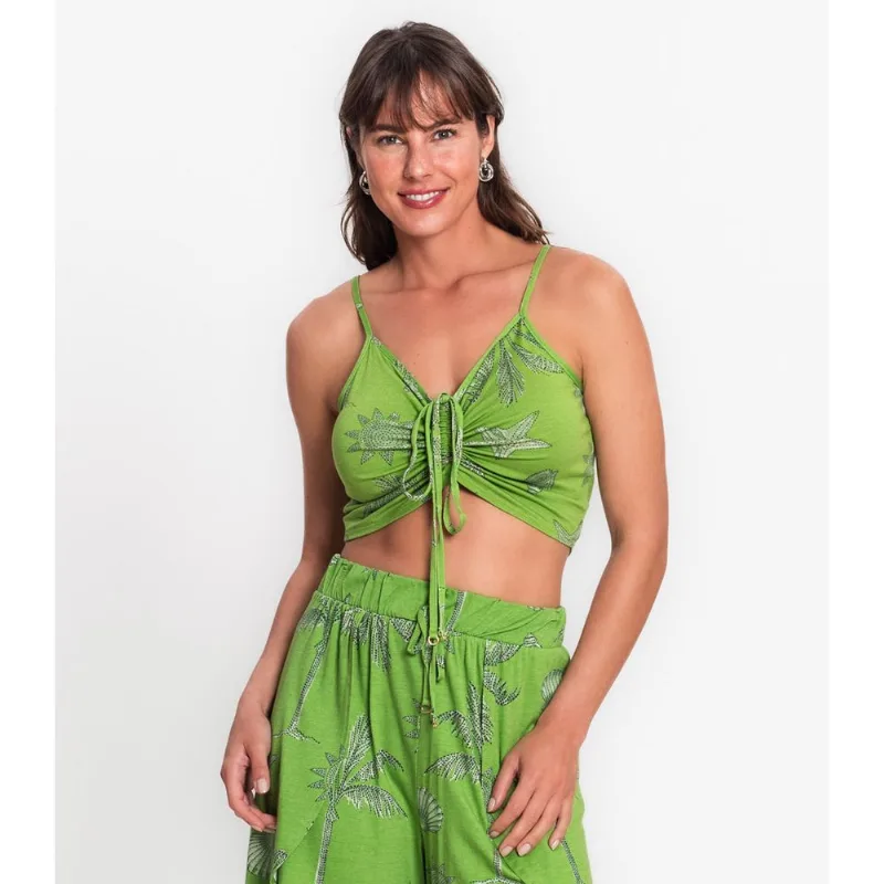 Top De Alça Em Viscose Creponada Rovitex Verde P