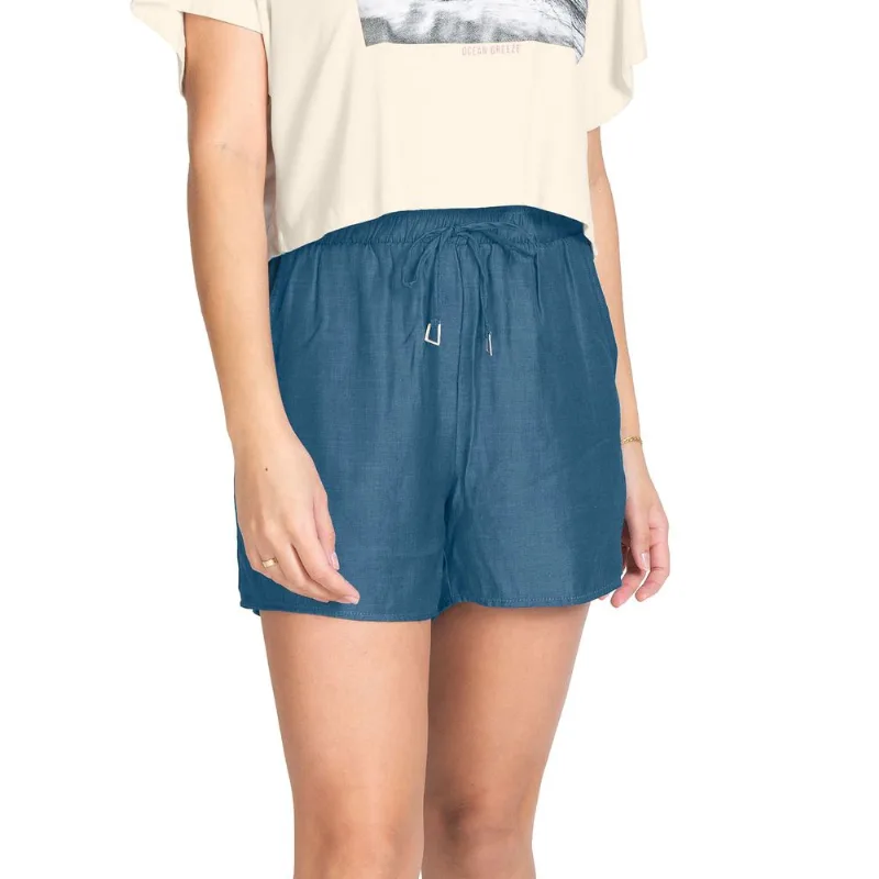 Shorts Com Cordão Em Liocel Rovitex Azul G