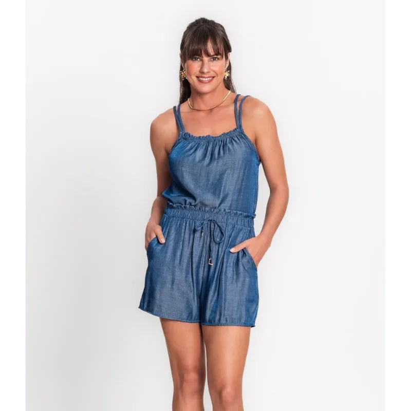 Shorts Com Cordão Em Liocel Rovitex Azul Gg