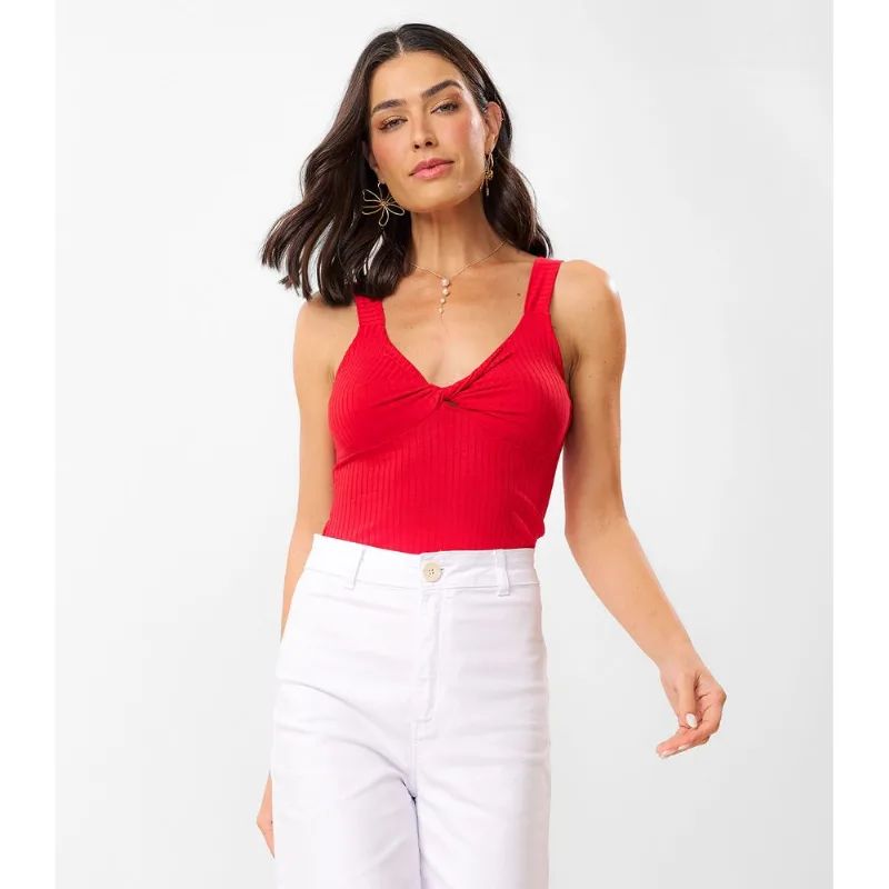 Regata Básica Em Ribana Canelada Rovitex Vermelho G