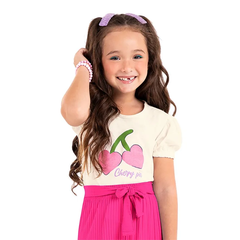 Blusa Infantil Feminina Cherry Rovi Kids Bege 6